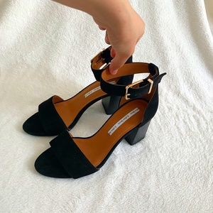 & Other Stories Black Suede Buckled Heeled Sandals